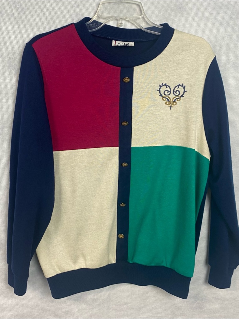 Vtg Cricket Lane Sweater Top Women’s Size Medium Embroidered Grandmacore Flaw